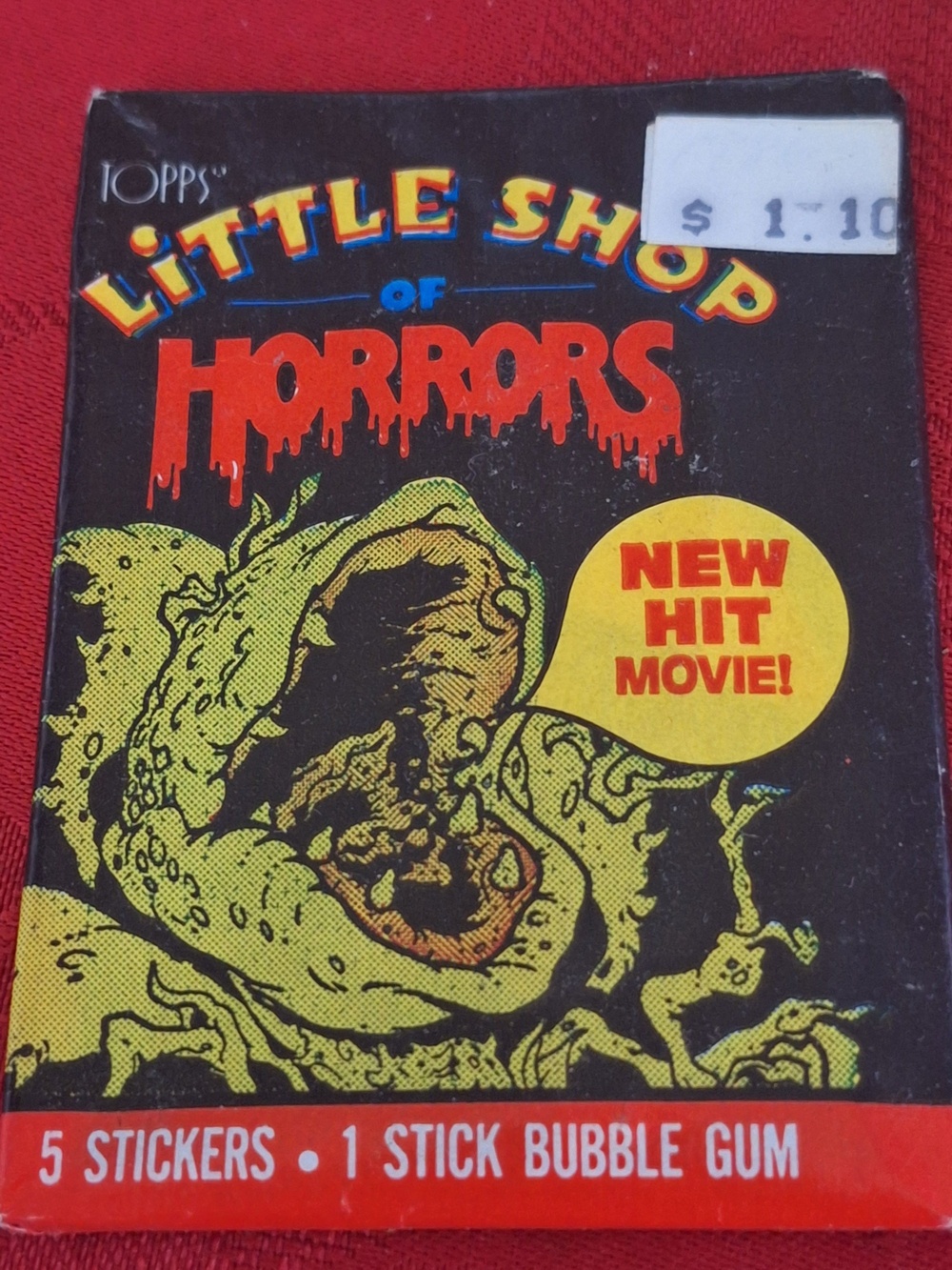 Topps Little Shop Of Horrors Trading Card Pack 5 Stickers Bubble Gum - Used